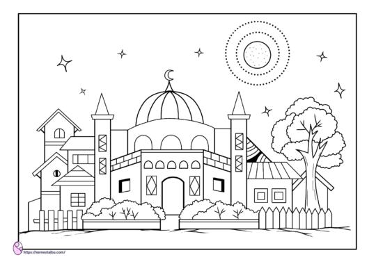 Gambar mewarnai masjid - coloring page - masjid