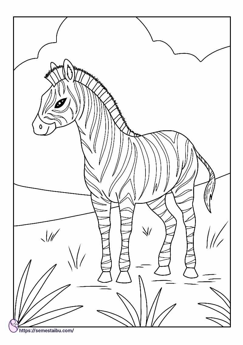 gambar mewarnai hewan zebra