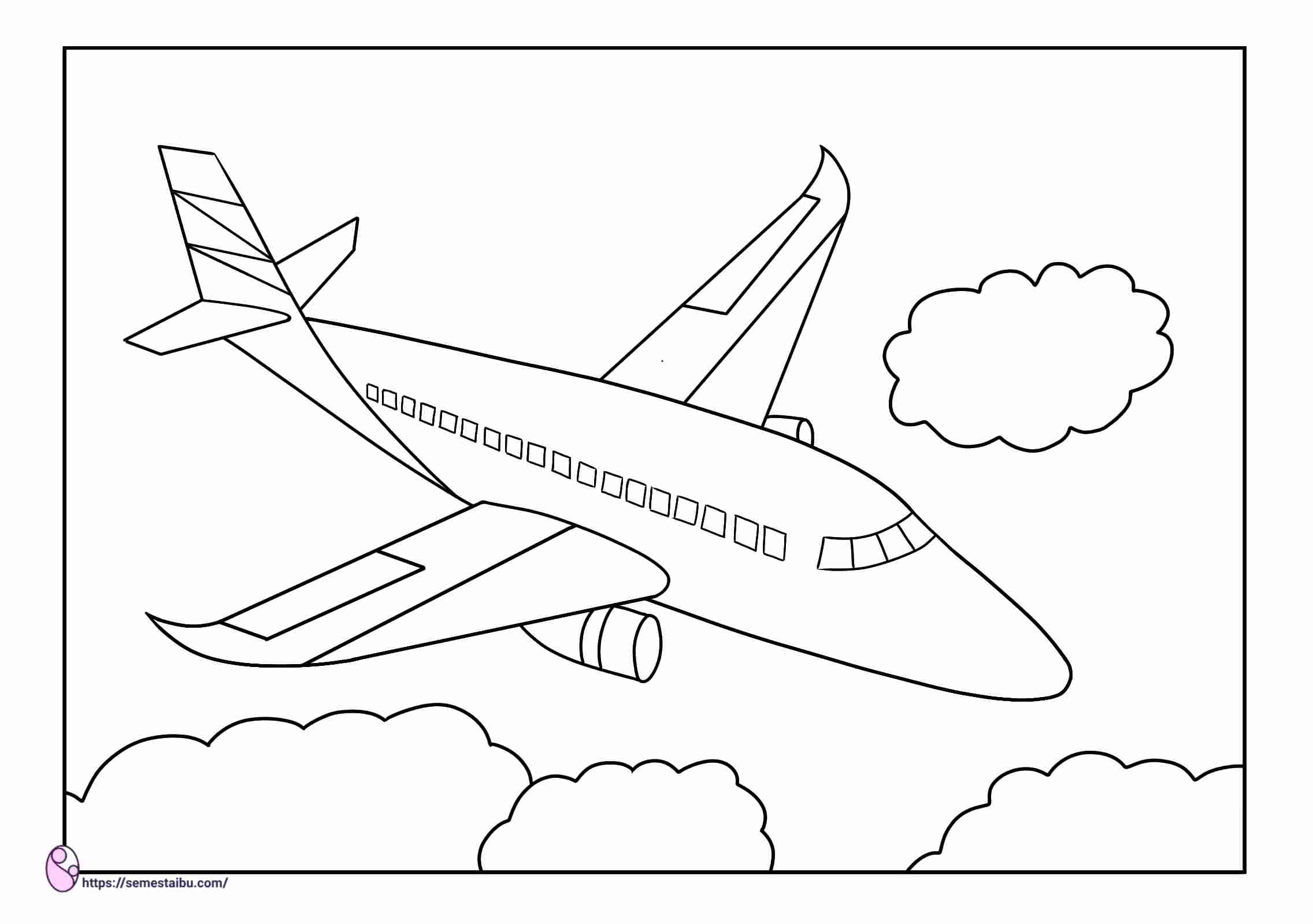 Gambar Mewarnai Kendaraan Udara - Pesawat Terbang