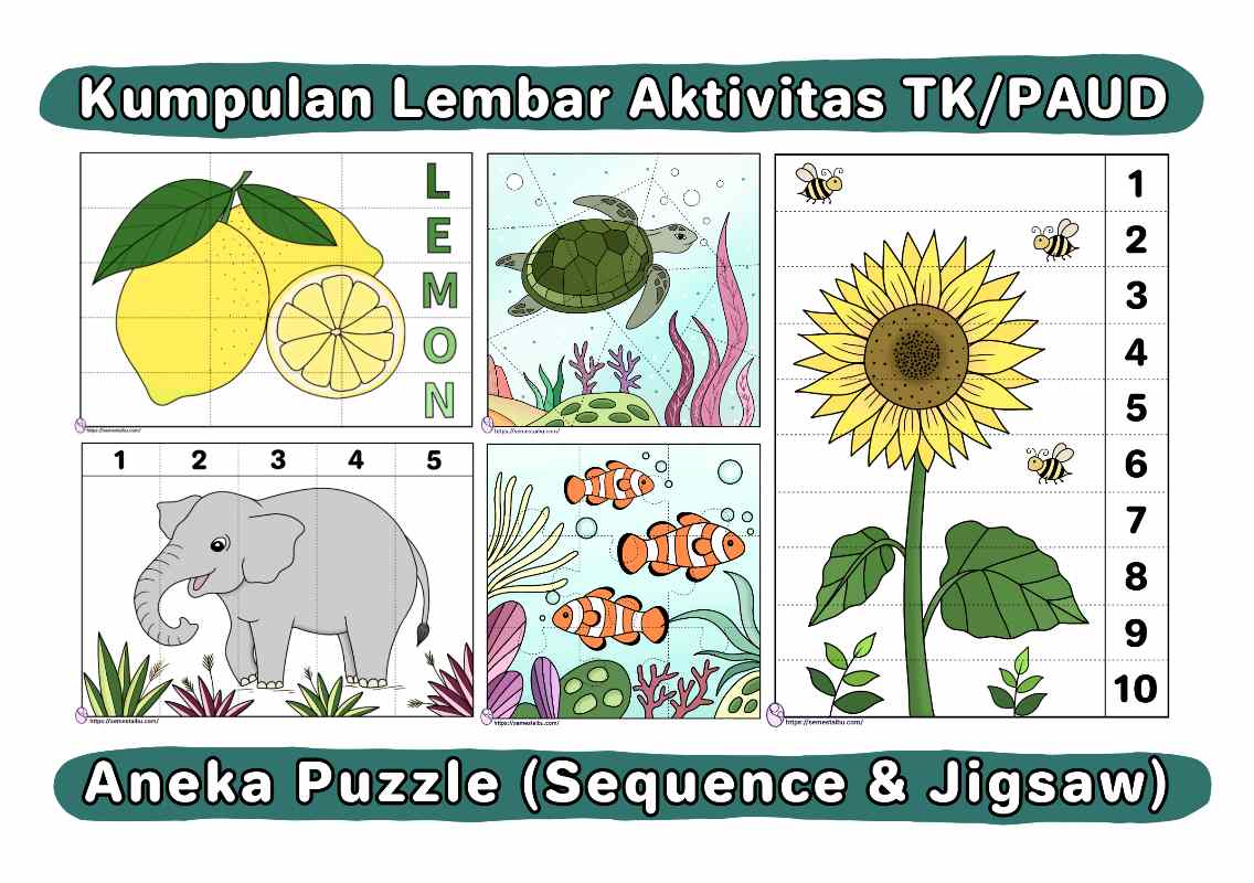printable puzzle - lembar kerja tk - worksheet paud