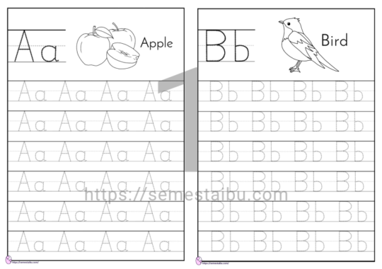 Kindergarten worksheet - Menebalkan huruf paud - lembar kerja anak tk