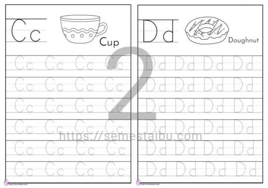 Kindergarten worksheet - Menebalkan huruf paud - lembar kerja anak tk
