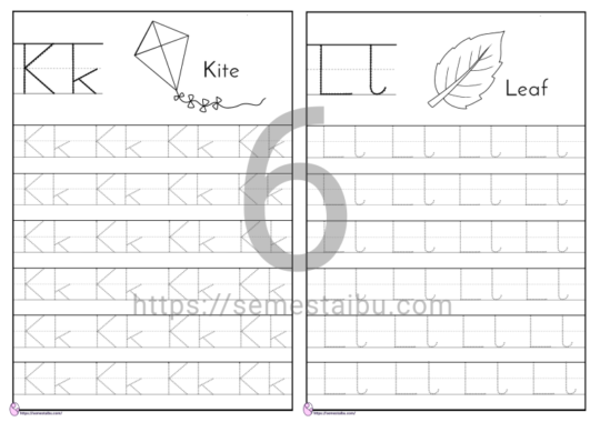 Kindergarten worksheet - Menebalkan huruf paud - lembar kerja anak tk