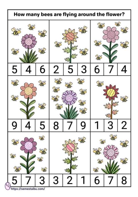 Counting worksheets - kindergarten - free printable