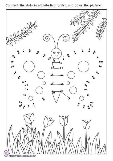 Dot to dot worksheets - alphabetical order - uppercase and lowercase