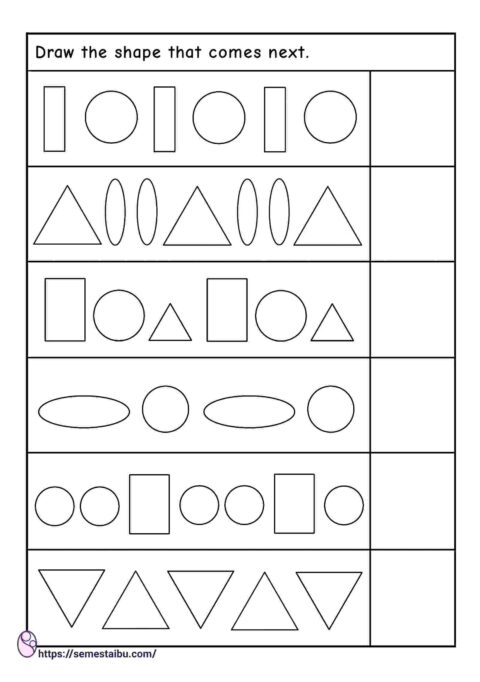 Kindergarten worksheets - pattern recognition - drawing shapes