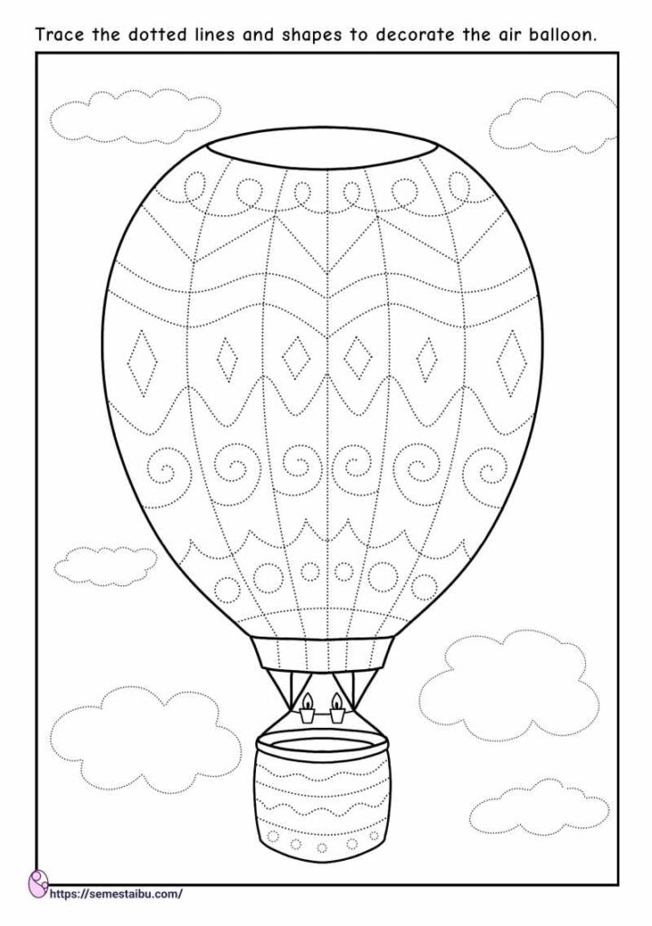 Line tracing - fine motor skills - air balloon