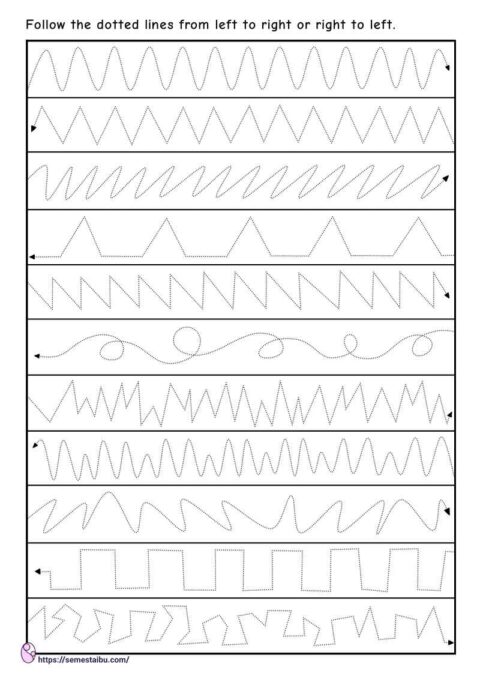 Line tracing - fine motor skills - kindergarten worksheets