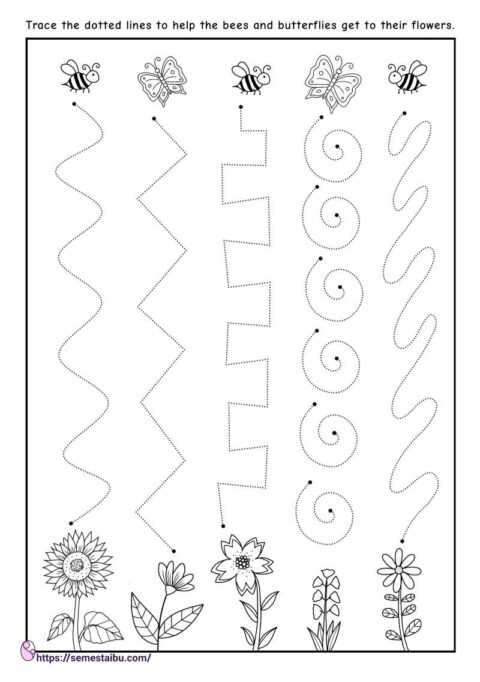 Line tracing - kindergarten worksheets