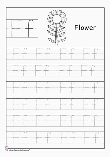 Kindergarten worksheets - tracing letter F