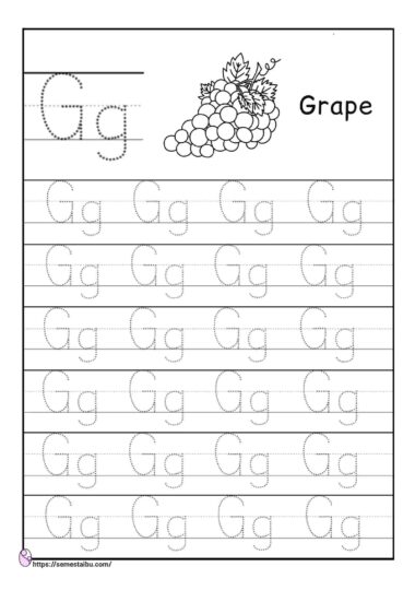 Kindergarten worksheets - tracing letter G