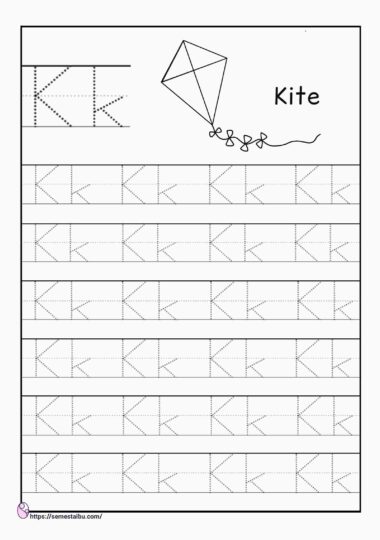 Kindergarten worksheets - tracing letter K