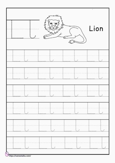 Kindergarten worksheets - tracing letter L
