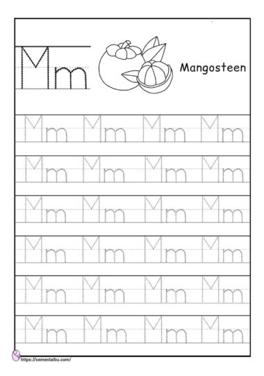 Kindergarten worksheets - tracing letter M