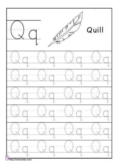 Kindergarten worksheets - tracing letter Q