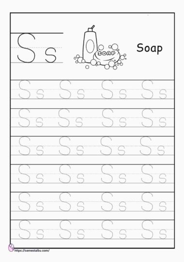 Kindergarten worksheets - tracing letter S