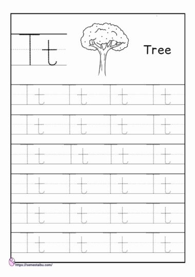 Kindergarten worksheets - tracing letter T