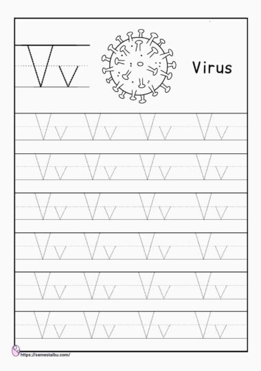 Kindergarten worksheets - tracing letter V