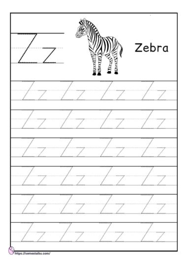 Kindergarten worksheets - tracing letter Z