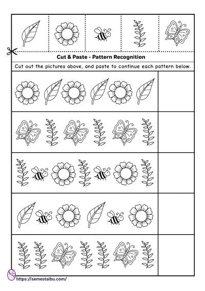 Kindergarten worksheets - cut and paste - pattern
