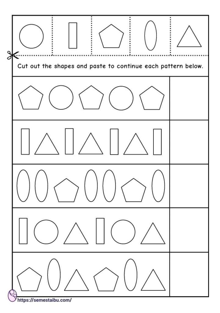 Kindergarten - pattern worksheets - Cut and paste