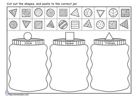 Cut and paste - shapes - sorting worksheets
