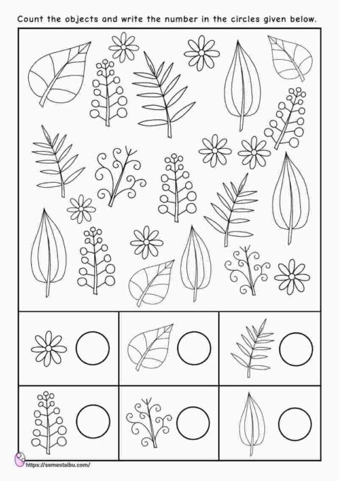 Counting worksheets - i spy game - kindergarten