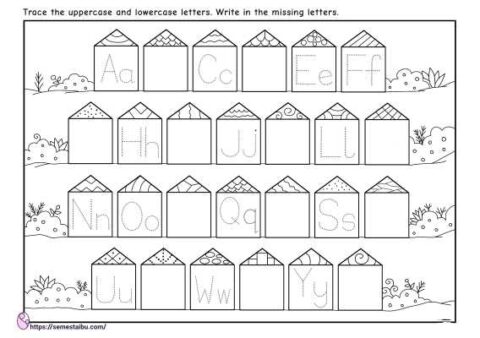 Letter tracing - missing letters worksheet