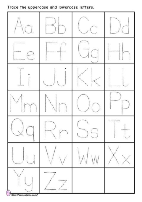 Letter tracing - uppercase lowercase - kindergarten worksheets