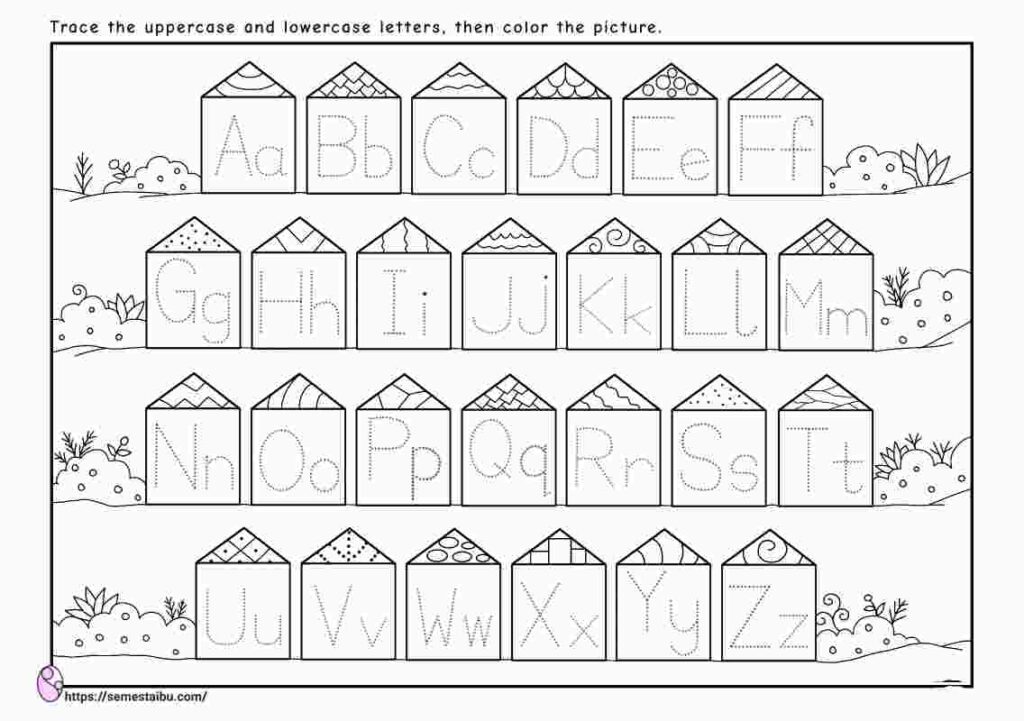 Letter tracing - uppercase lowercase - kindergarten worksheets