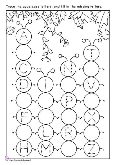 Missing letters - kindergarten worksheets