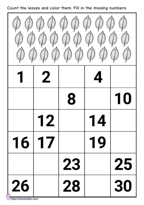 Missing numbers - skip counting worksheets