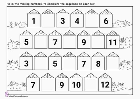 Missing numbers - kindergarten worksheets