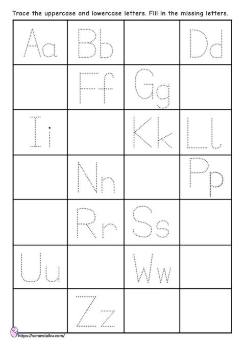 Letter tracing - uppercase lowercase - missing letters