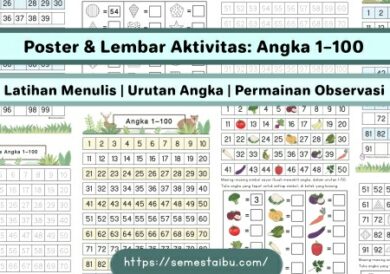 Mengenal Angka 1–100 | Poster | Lembar Kerja Anak TK - PAUD