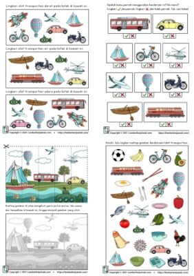 Lembar Kerja Anak TK - PAUD | Tema Kendaraan | Kognitif | Persepsi Visual