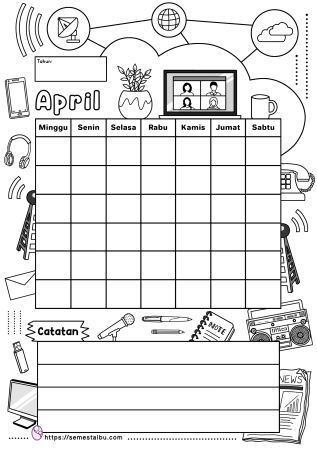 Gambar mewarnai anak TK SD lembar kerja kalender