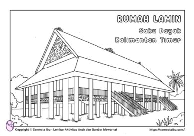 Gambar Mewarnai Anak TK - SD: Tema Rumah Adat Indonesia