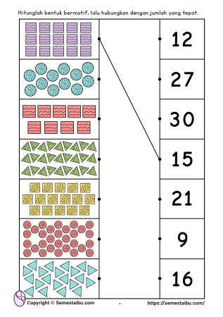 Belajar Berhitung 1-30 | Lembar Kerja (Worksheet) Anak TK - PAUD