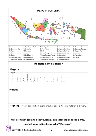 Lembar kerja anak tk paud tema tanah airku - peta indonesia
