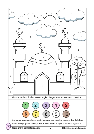 Worksheet lembar kerja anak tk paud ramadhan mewarnai