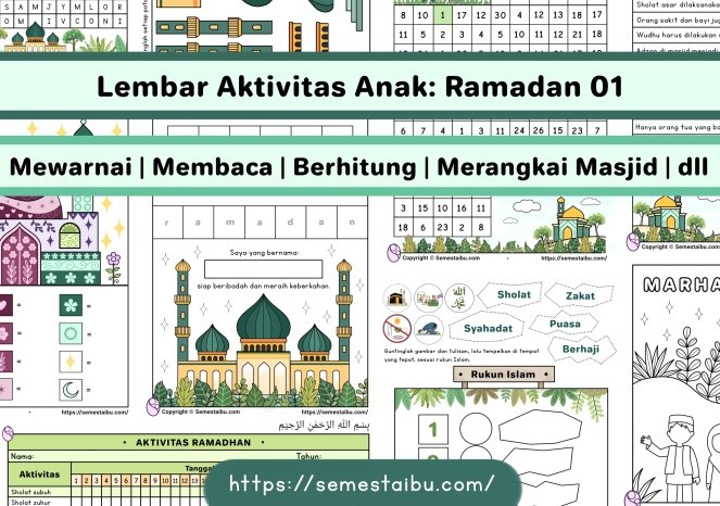 Worksheet lembar kerja anak tk paud ramadhan