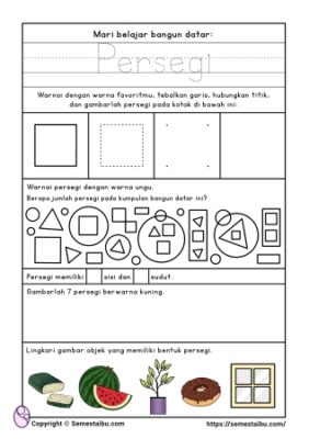 Lembar Kerja Anak TK - PAUD: Bangun Datar | Geometri | Bentuk 2D