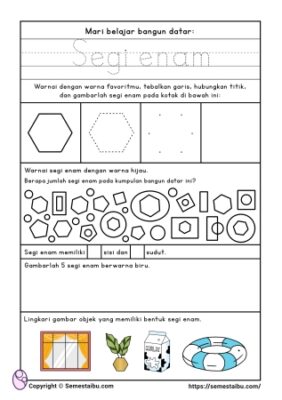 Lembar Kerja Anak TK - PAUD: Bangun Datar | Geometri | Bentuk 2D