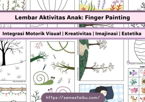 Lembar kerja worksheet anak tk finger painting melukis dengan jari