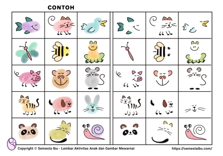 Lembar kerja worksheet anak tk finger painting melukis dengan jari