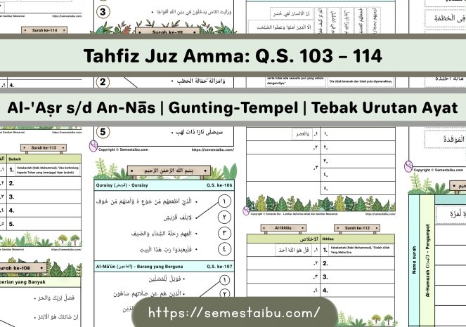 Lembar kerja anak tk sd paud islami tahfiz juz amma