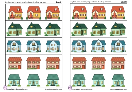 Kognitif lembar kerja anak tk paud sd tema lingkungan subtema rumah ku