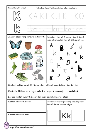 Kognitif lembar kerja anak tk paud bahasa mengenal huruf J
