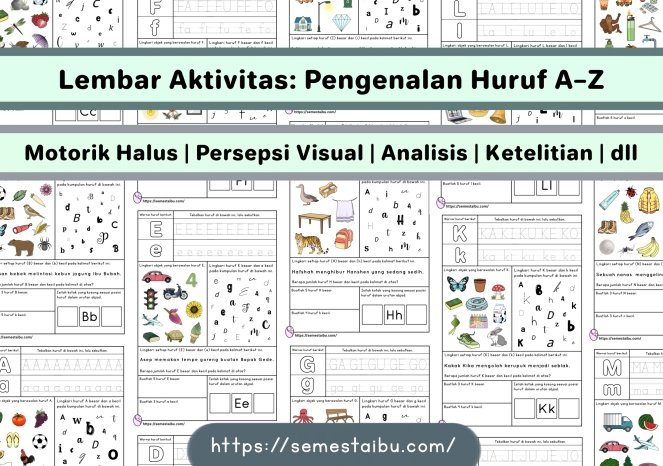 Lembar Kerja Anak TK - PAUD | Bahasa | Mengenal Huruf A-Z